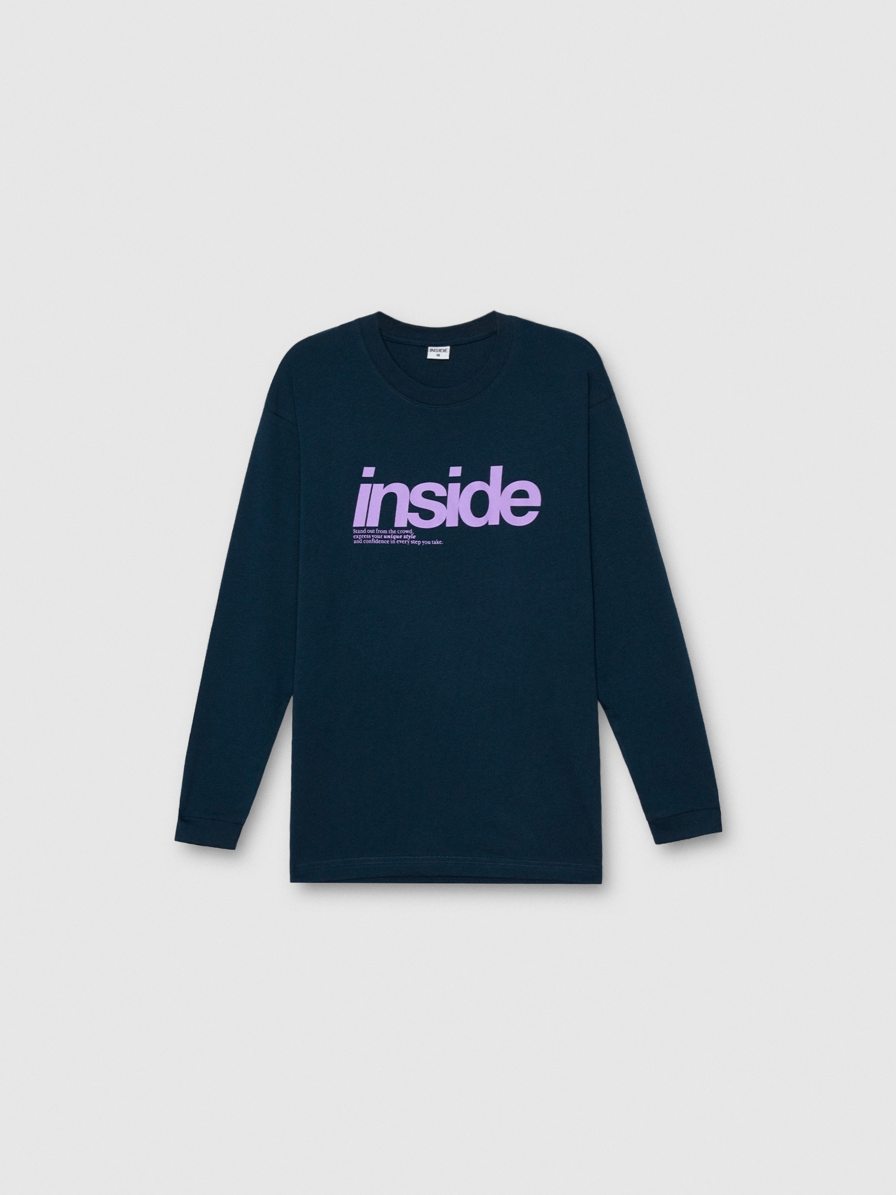 Camiseta de manga longa Inside azul marinho vista meia frontal