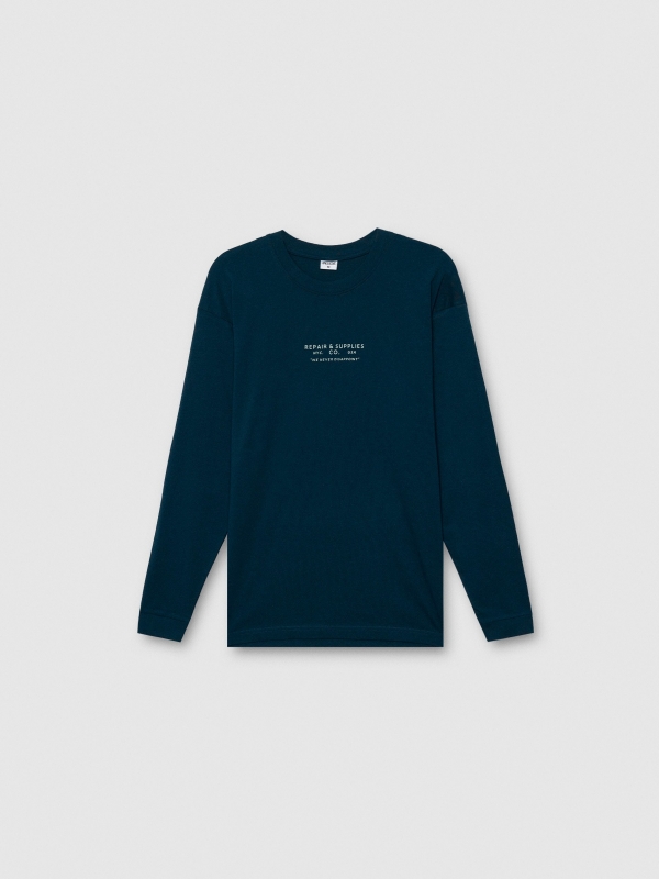  Long sleeve printed t-shirt navy front view