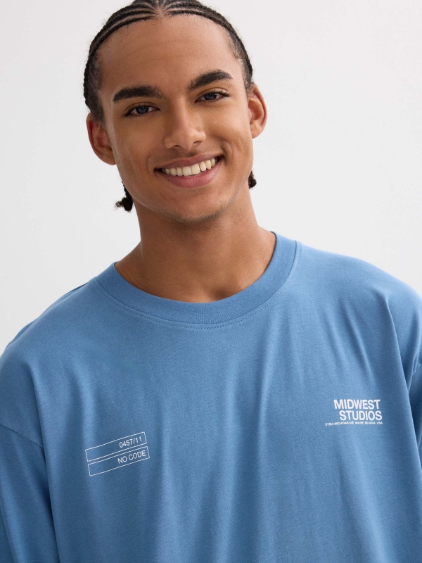 Long sleeve t-shirt with Studios print blue detail view