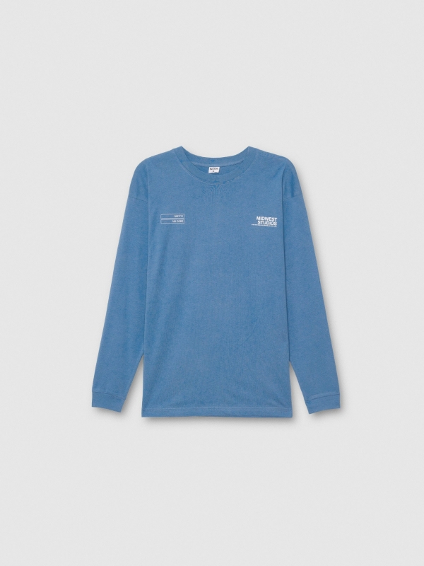  Long sleeve t-shirt with Studios print blue front view