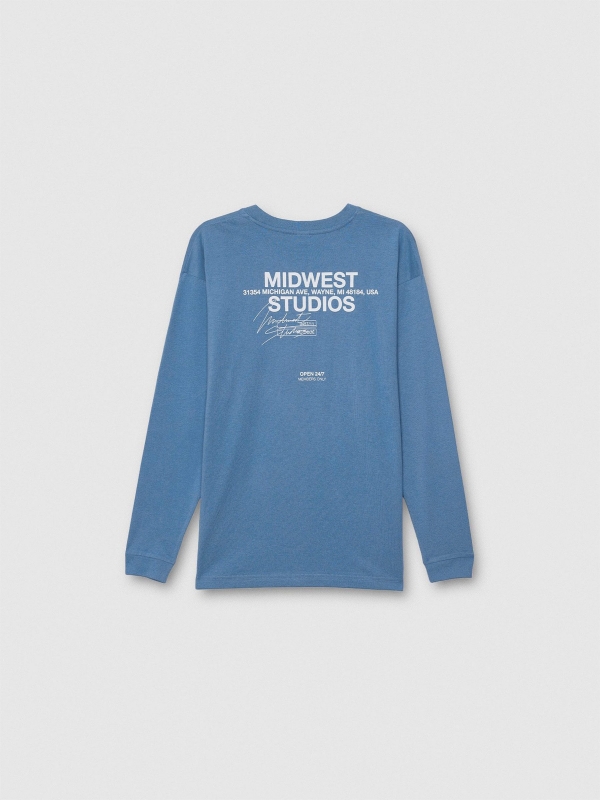 Camiseta manga larga estampado Studios azul vista trasera