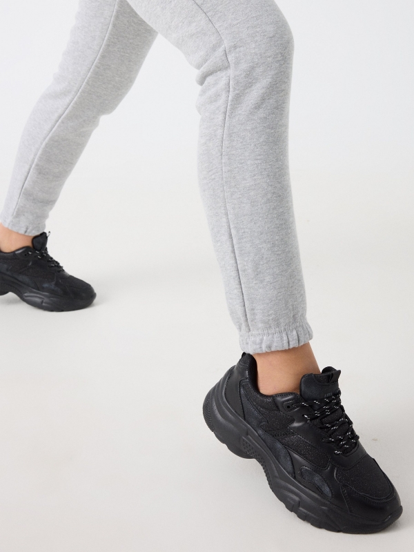 Plush joggers grey detail view