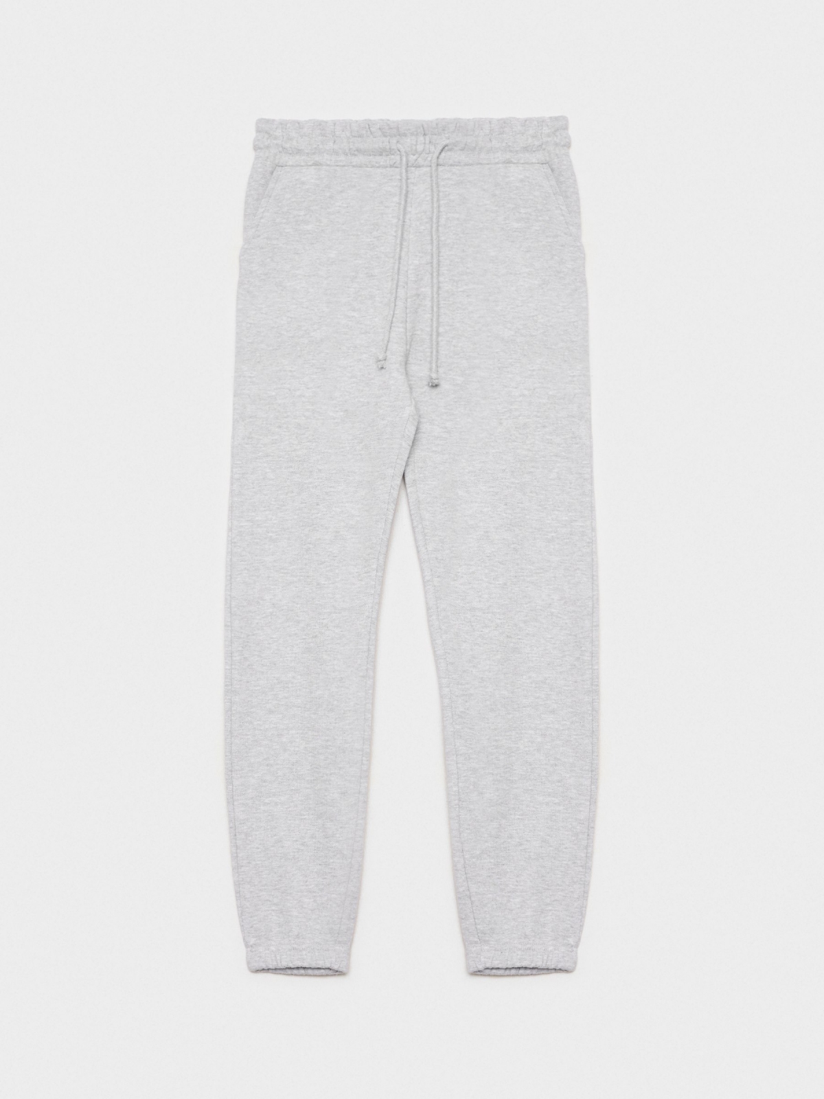 %Pto% Calças jogger de pelúcia cinza vista frontal