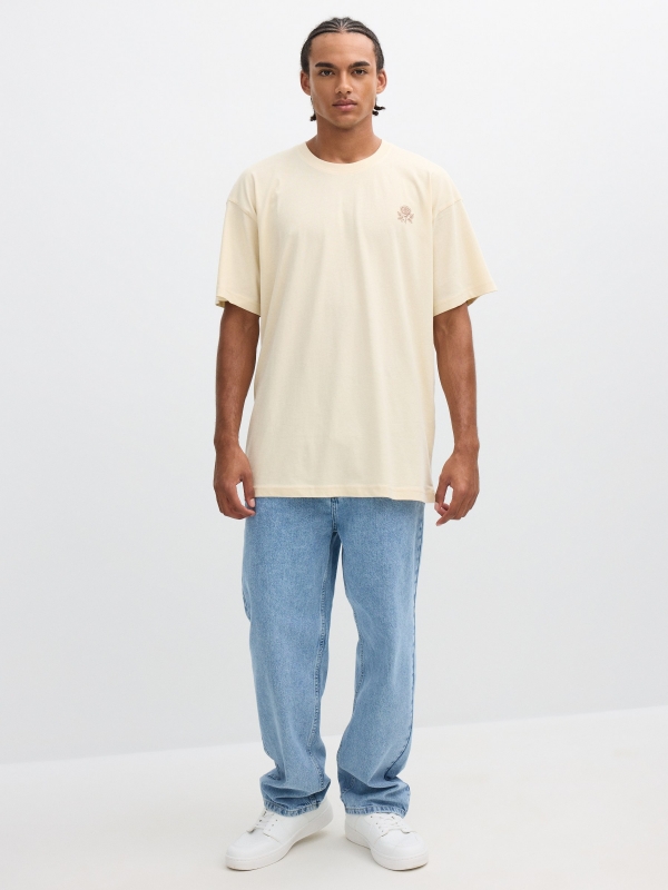 T-shirt with rose print sand front view
