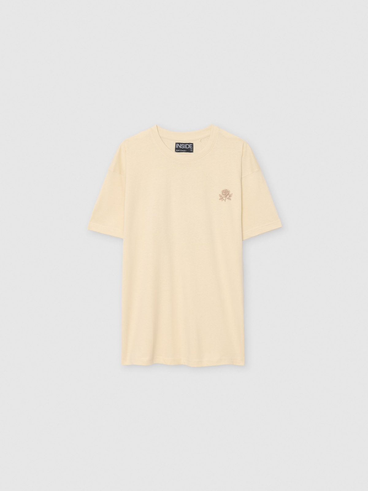  T-shirt with rose print sand front view