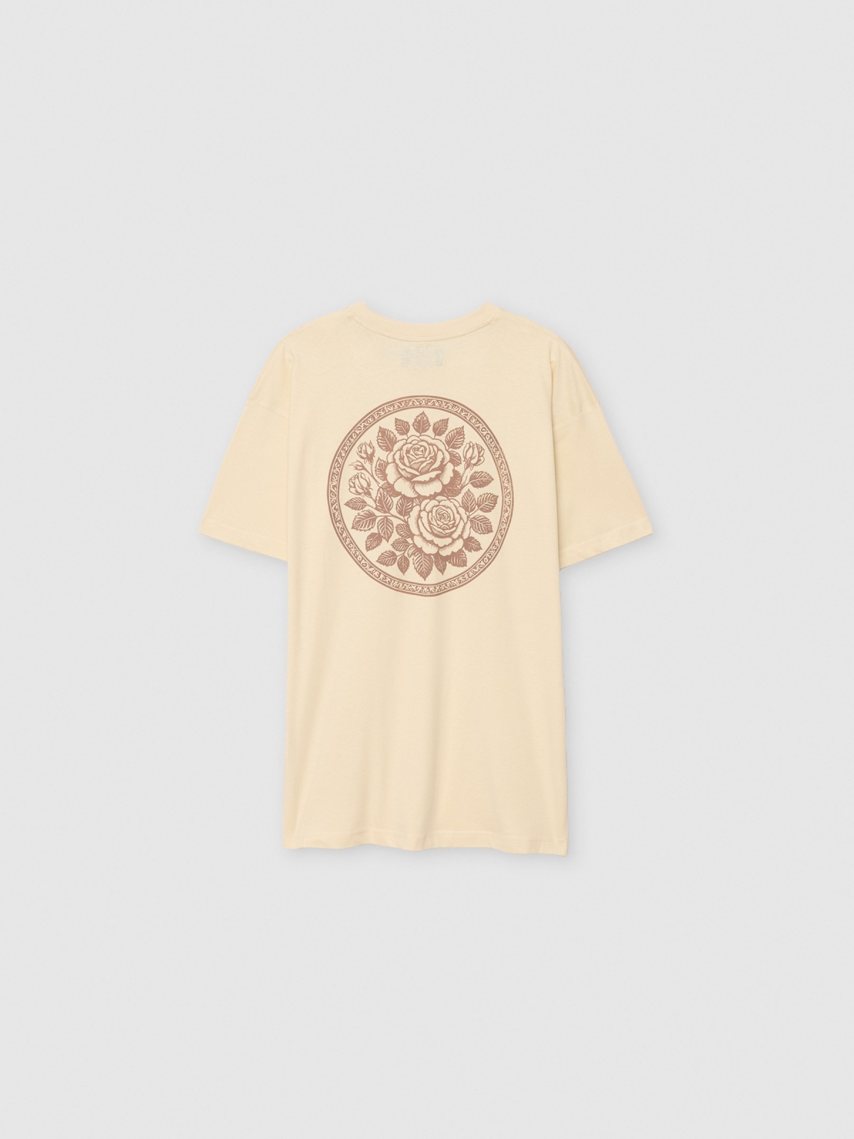 Camiseta estampada rosas areia vista traseira