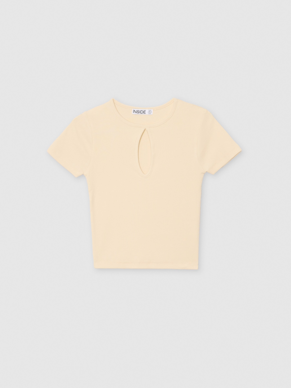  Short sleeve crop cut out t-shirt sand front view