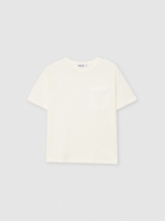 %Pto% Camiseta manga corta bosillo crochet blanco vista frontal