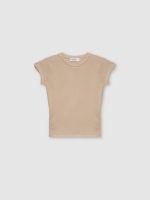 %Pto% Camiseta manga corta frunces laterales taupe vista frontal
