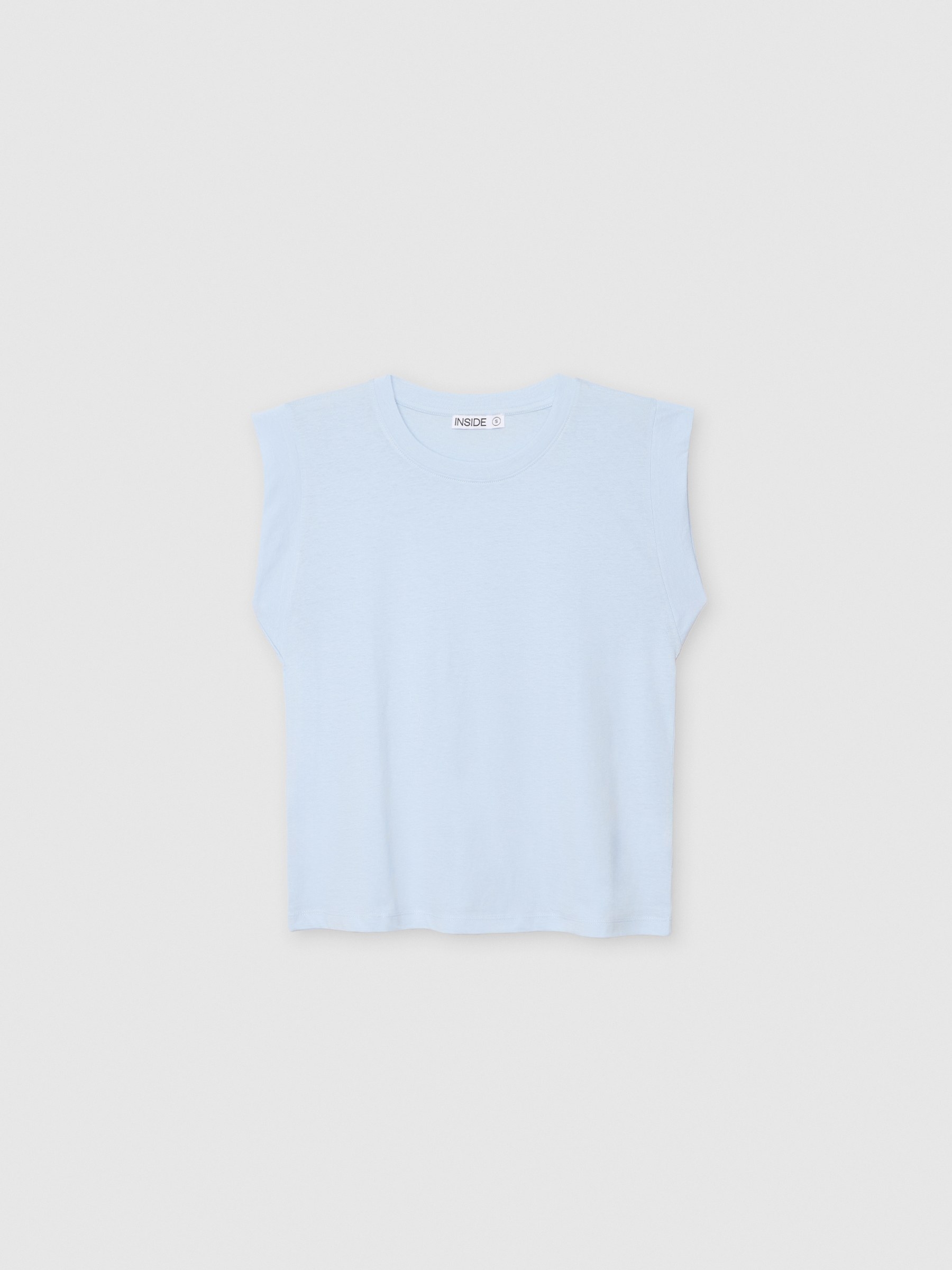 Oversized sleeveless shirt light blue middle front view