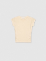 %Pto% Short sleeve t-shirt with side gathers grey front view