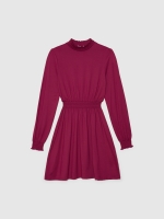 %Pto% Vestido mini manga larga vuelo estampado flores rojo morado vista frontal
