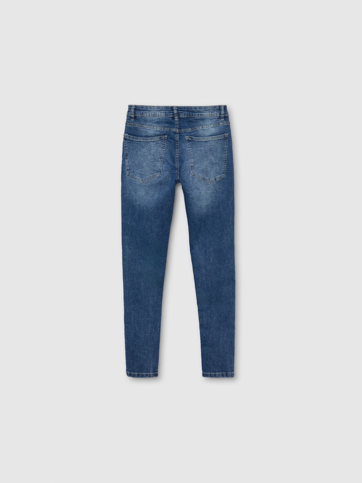 Jeans skinny desgastado azul vista trasera