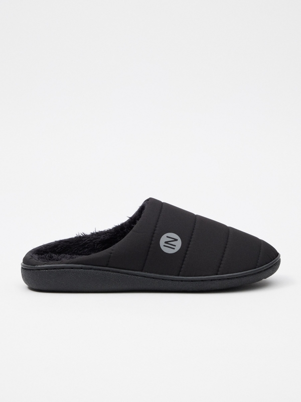 Zapatilla de casa nylon negro vista general frontal