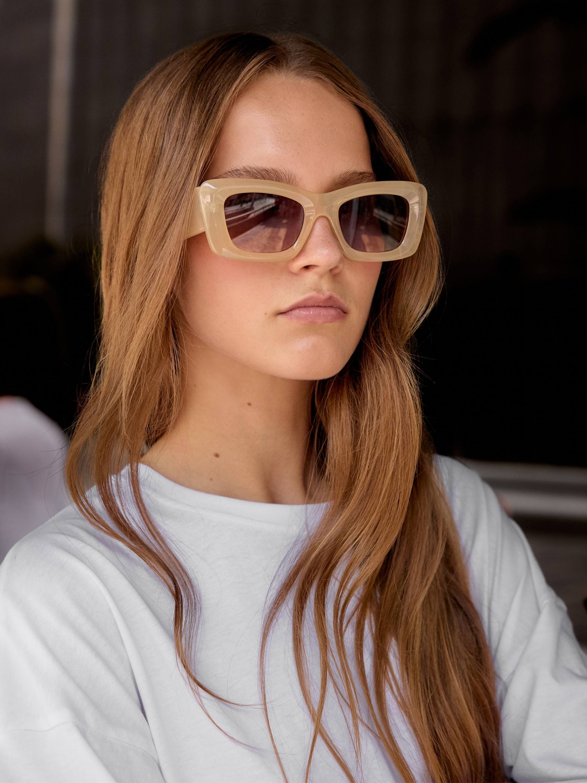 %New% Orange crystal sunglasses beige