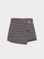 %Pto% Skort de cuadros con botones negro vista frontal