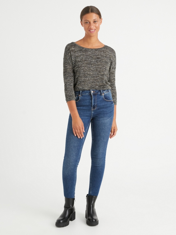 Camiseta jaspeado en colores verde vista general frontal