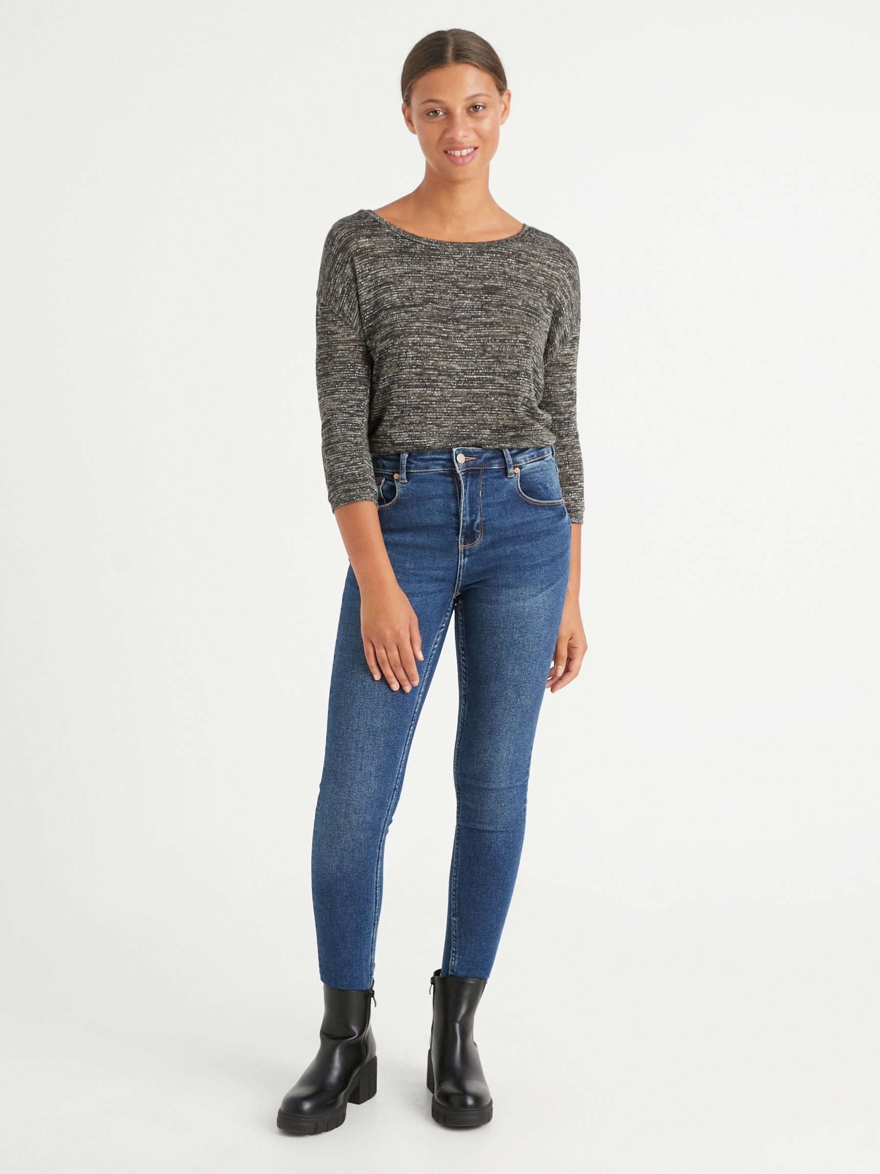 Camiseta jaspeado en colores verde vista media frontal