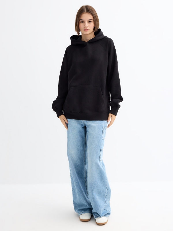 Basic hoodie black general front view