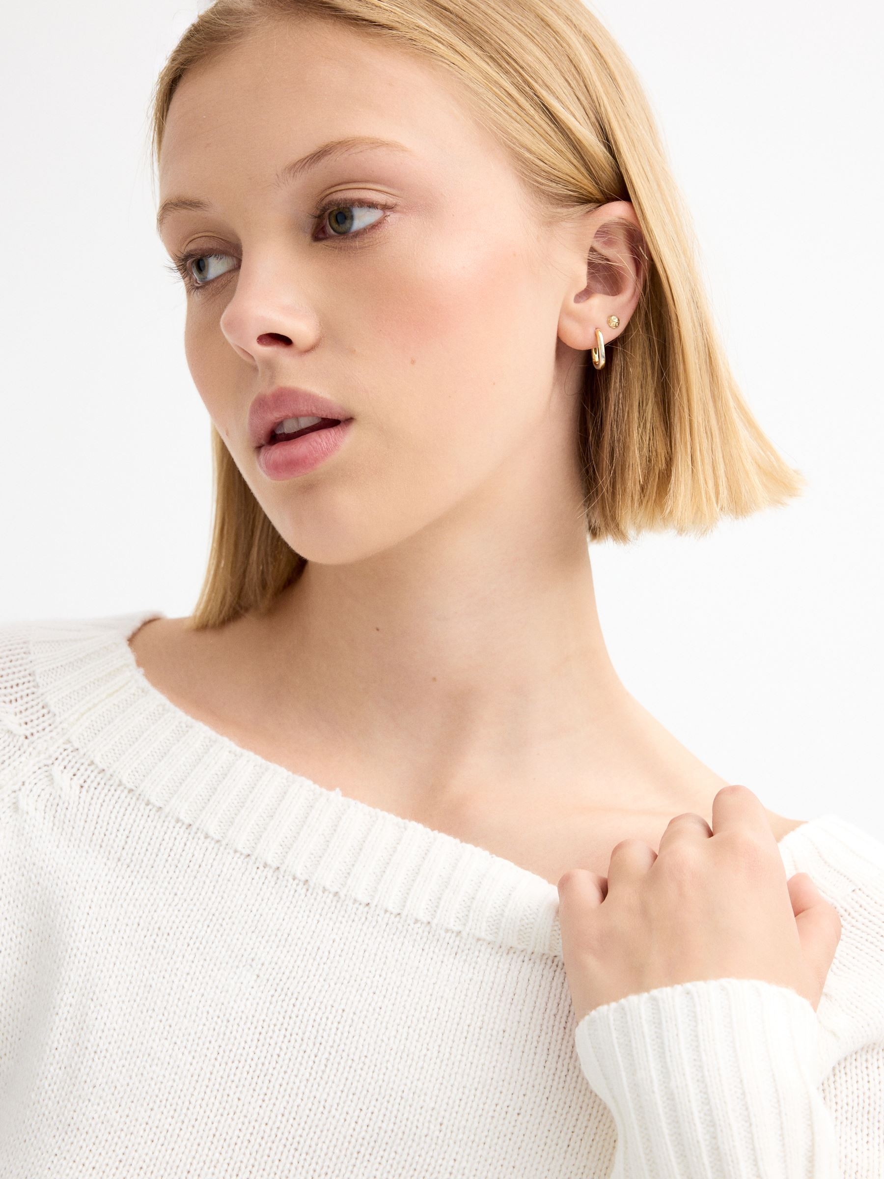 Marbled boat sweater white middle front view