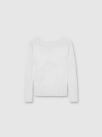 %Pto% Camisola com gola de barco em mármore branco vista frontal
