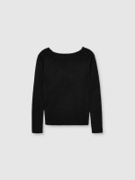 %Pto% Camisola com gola de barco em mármore preto vista frontal