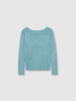 %Pto% Marbled boat sweater turquoise front view
