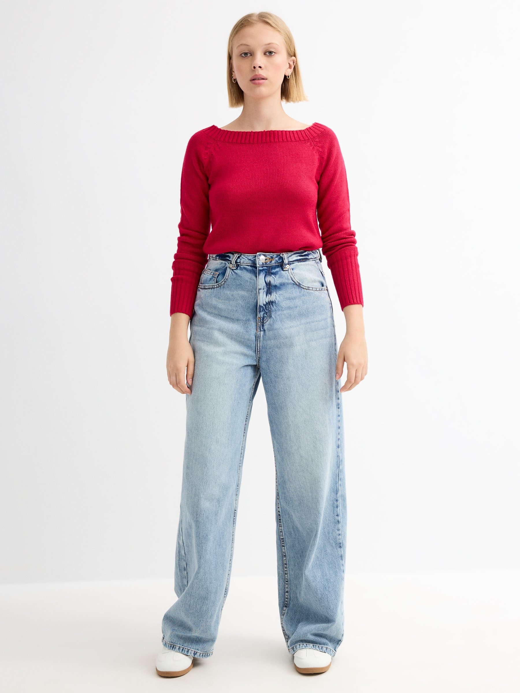 Jersey jaspeado de barco rojo vista media frontal