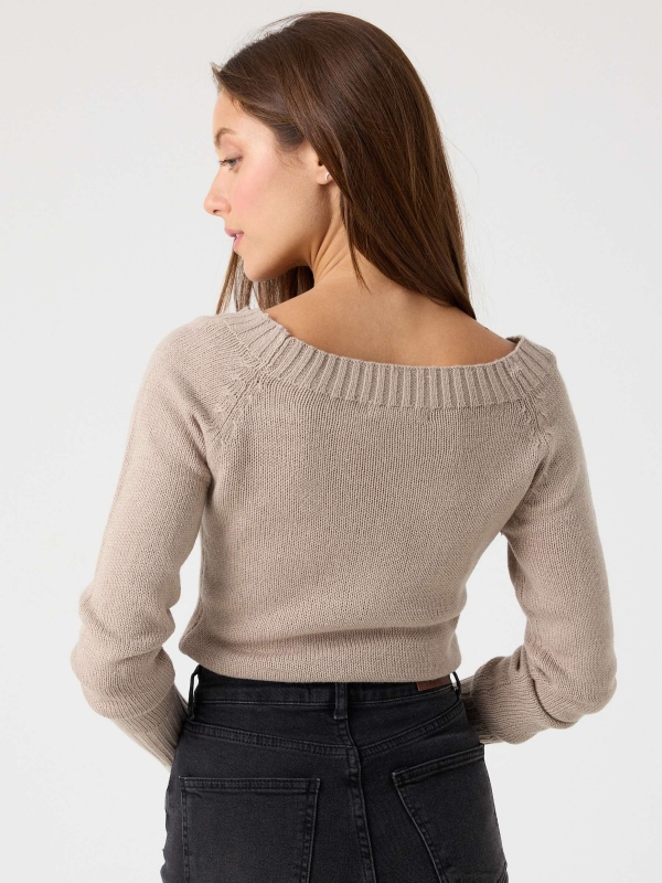 Marbled boat sweater beige middle back view