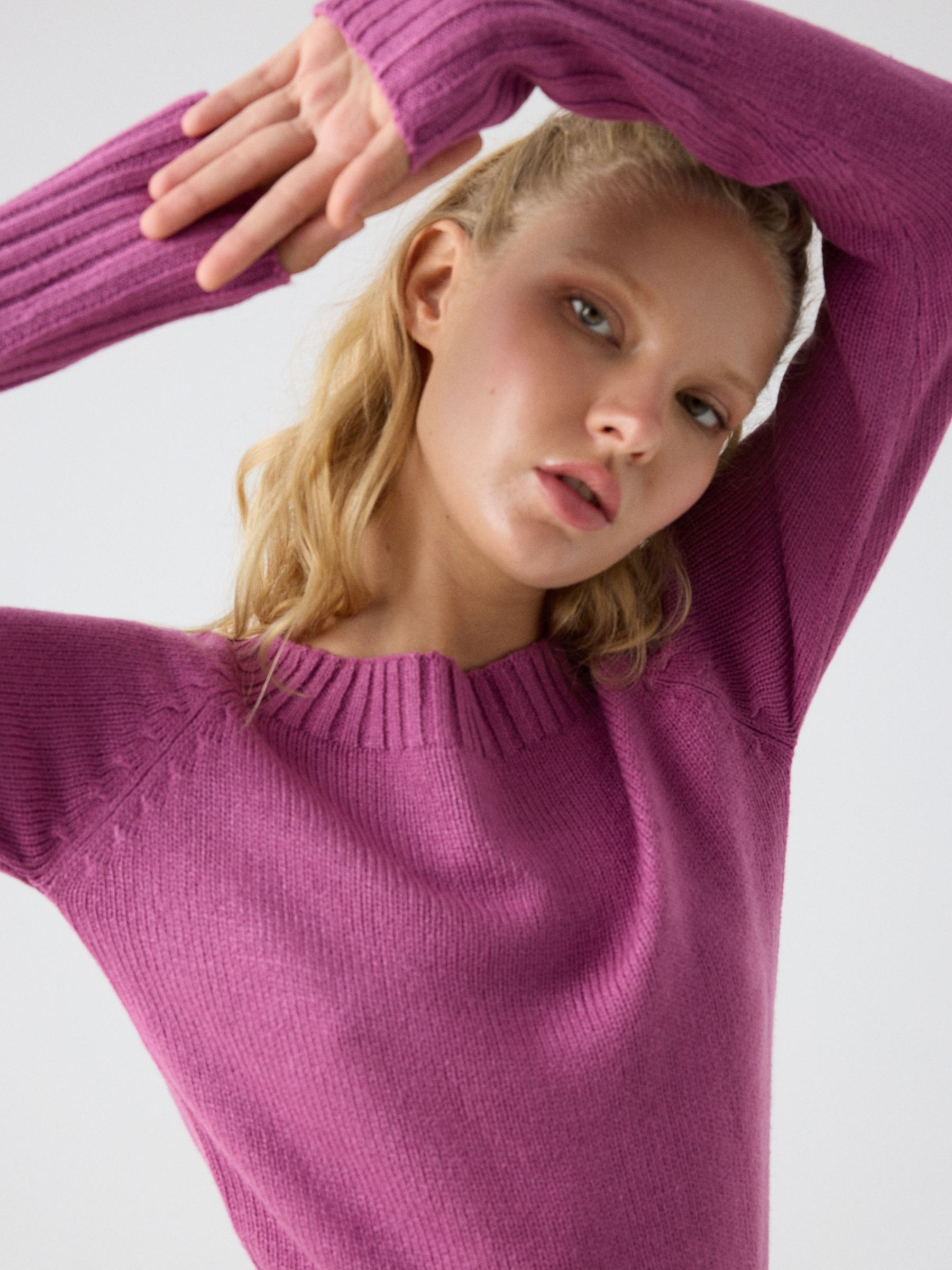 Marbled boat sweater purple middle front view