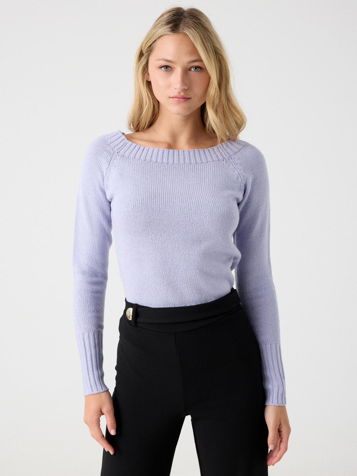 Marbled boat sweater mauve middle front view