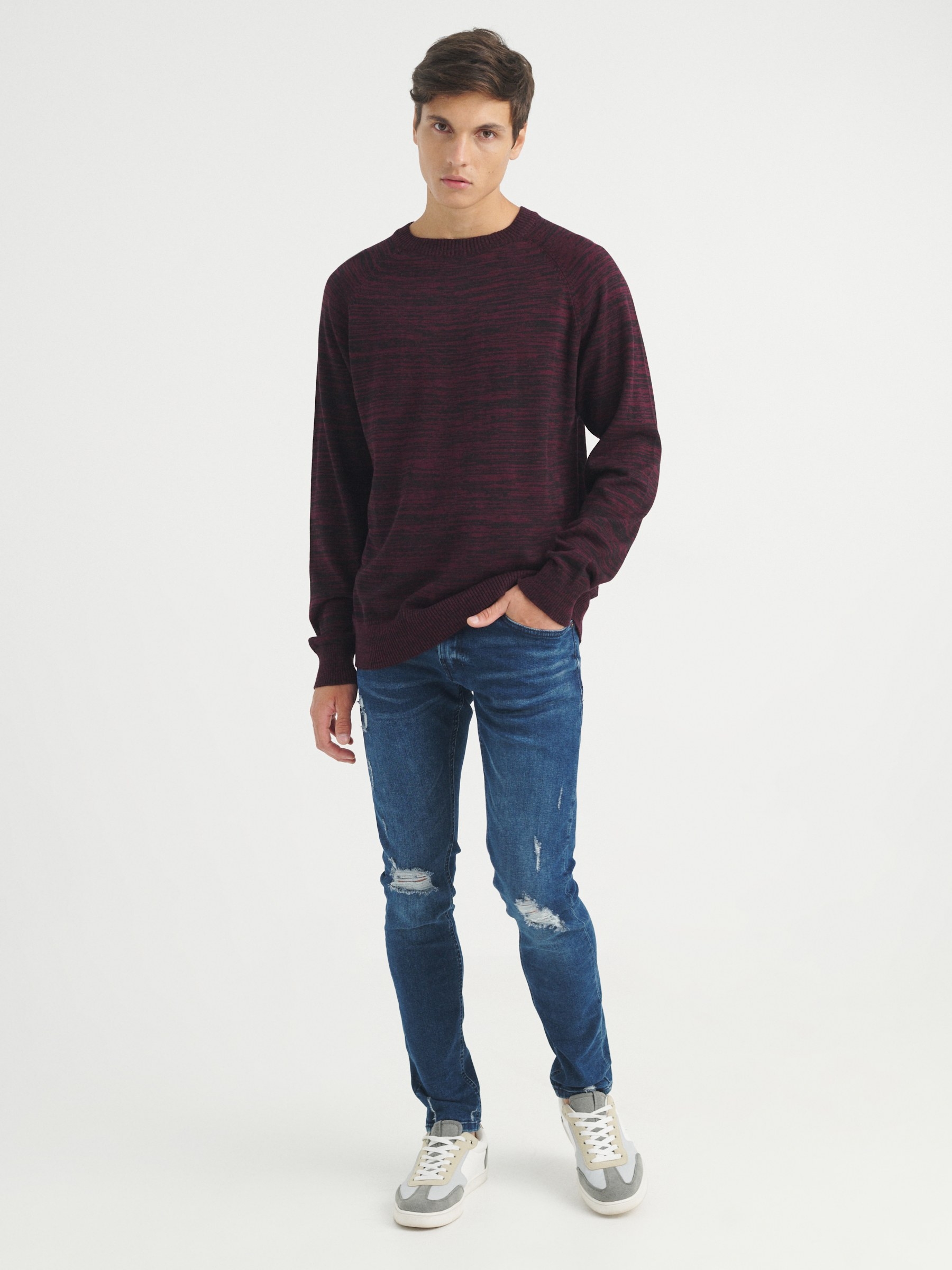 Jersey básico jaspeado rojo vista media frontal