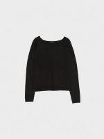 %Pto% Jersey básico de cuello redondo negro vista frontal
