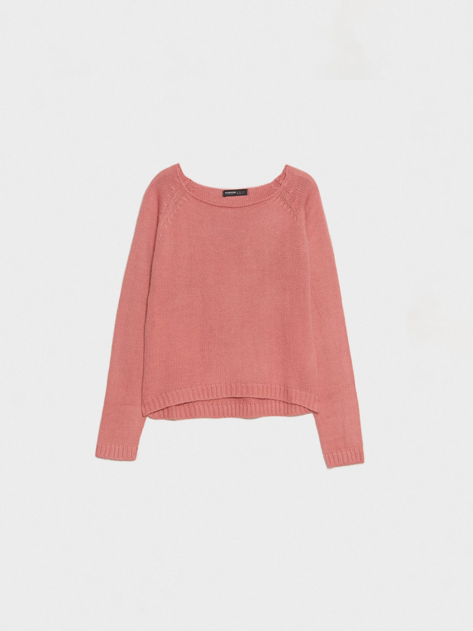 Basic crew neck sweater pink middle front view