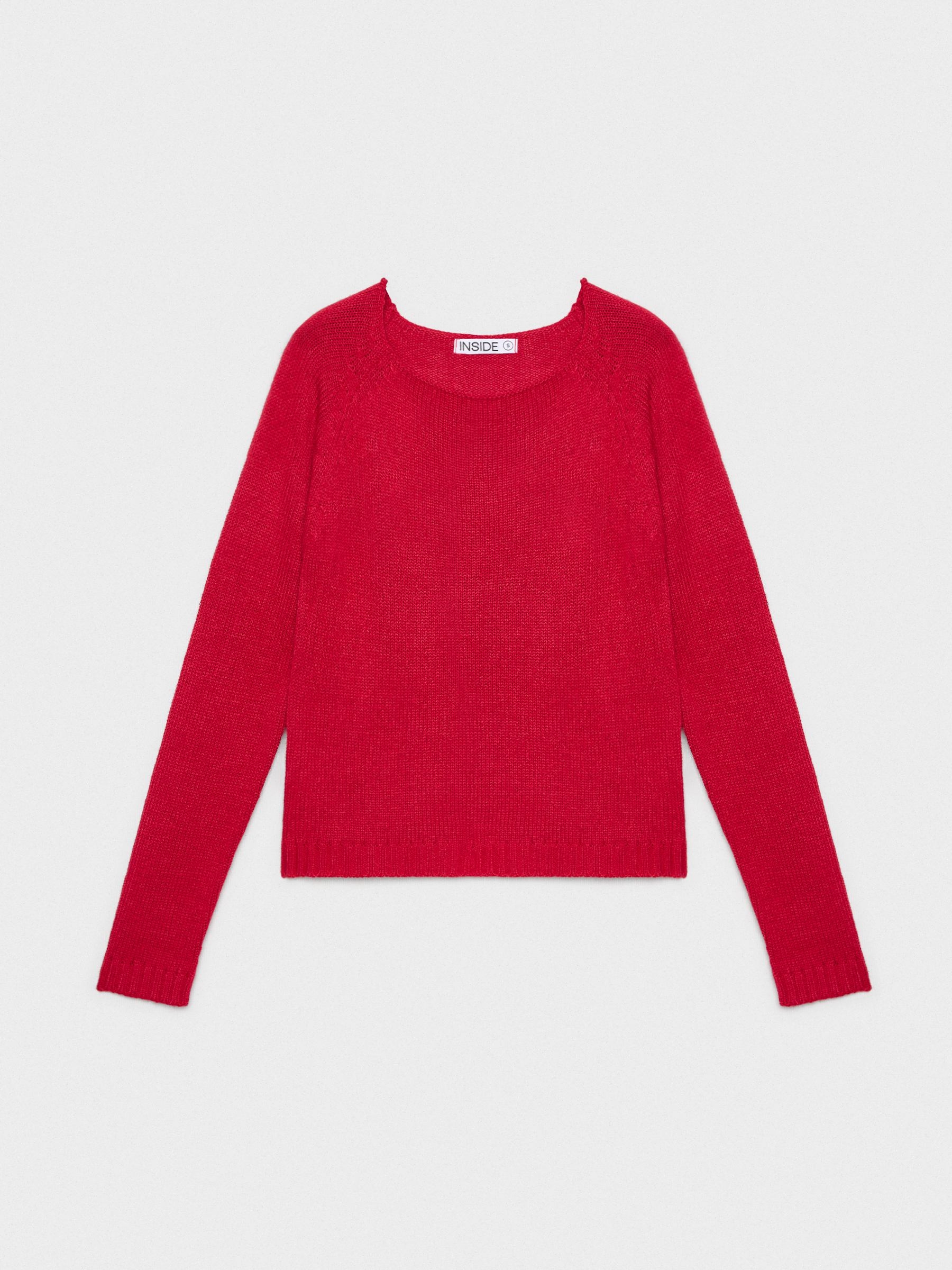 Basic crew neck sweater red middle front view