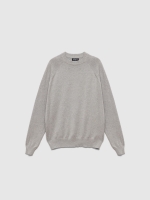 %Pto% Plain sweater round neck light grey front view