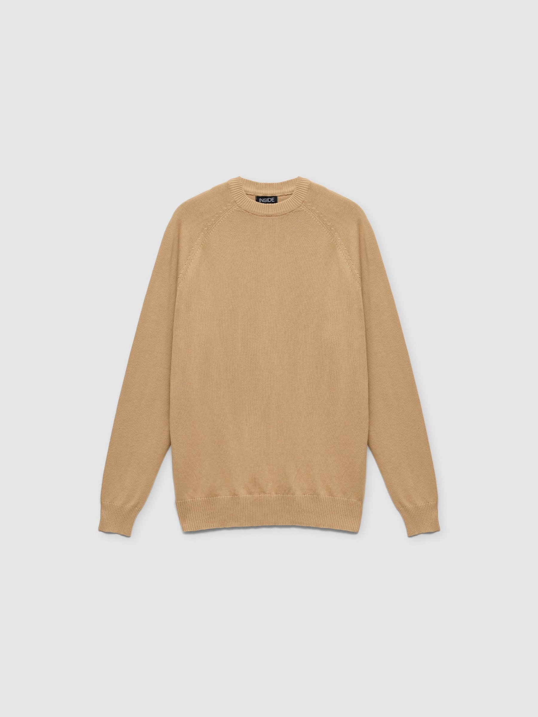 Plain sweater round neck sand middle front view
