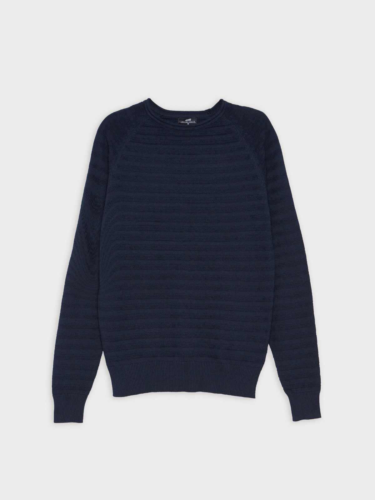 %Pto% Camisola às riscas com cotoveleiras azul