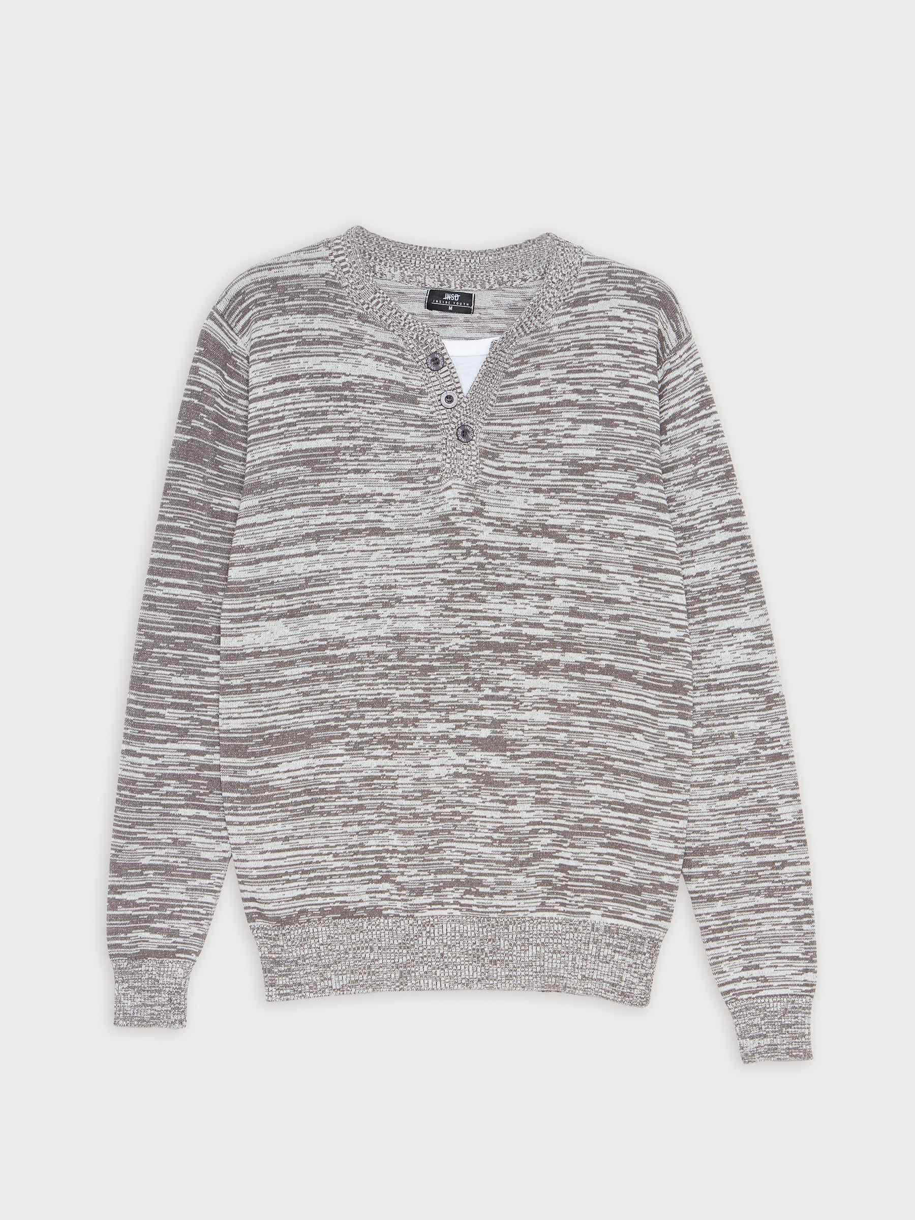Basic mottled sweater white middle front view
