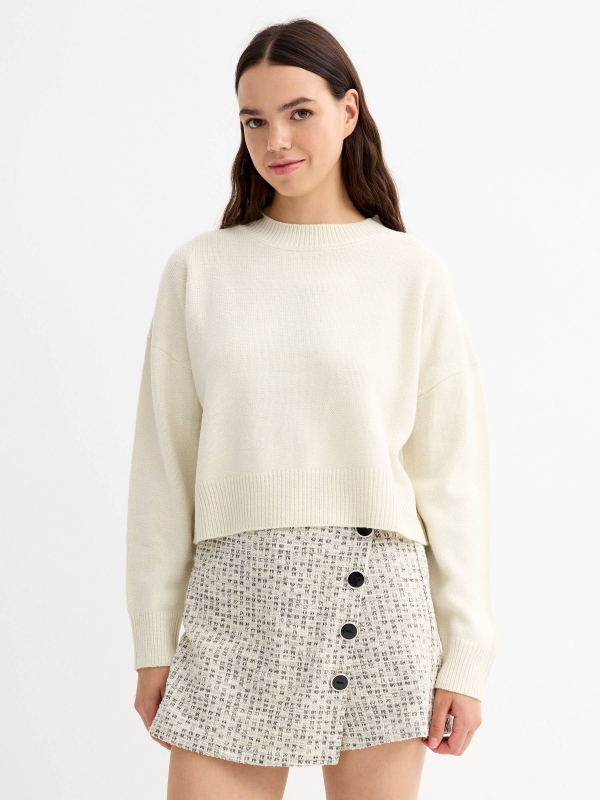 Crewneck jumper off white middle front view