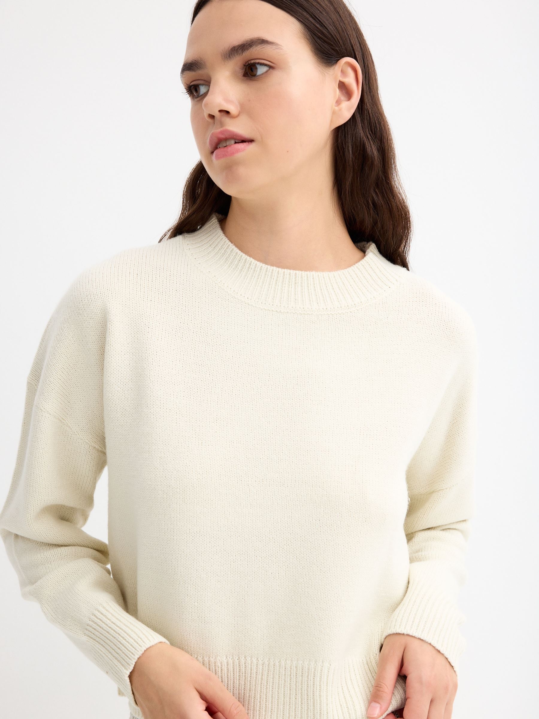 Crewneck jumper off white middle front view