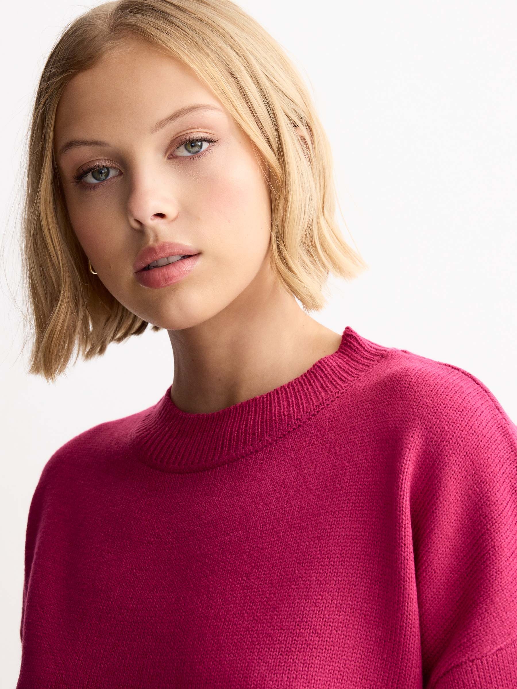 Jersey cuello redondo rosa vista media frontal