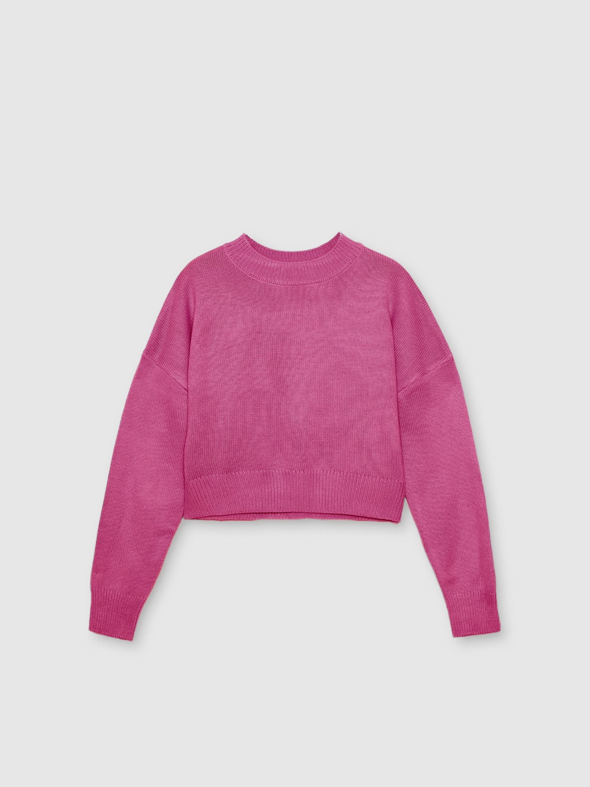 %Pto% Camisola de gola redonda rosa vista frontal