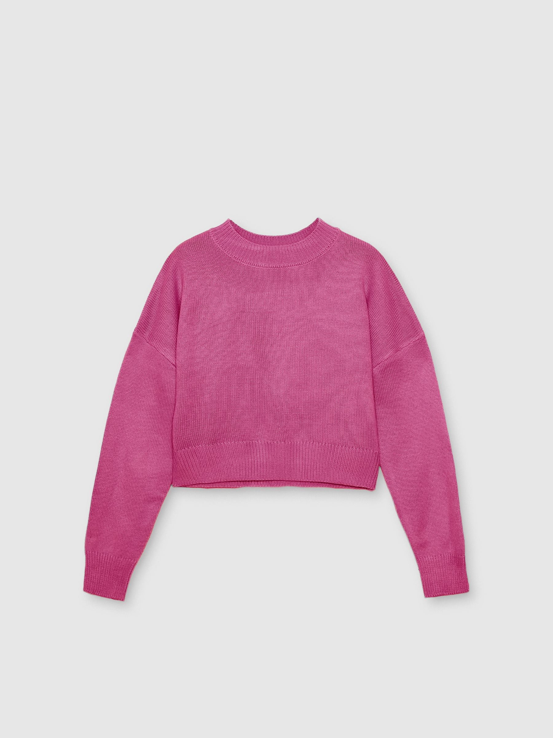 Crewneck jumper pink middle front view