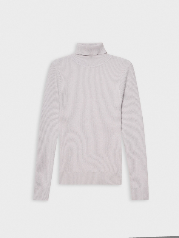 Basic turtleneck sweater melange grey detail view