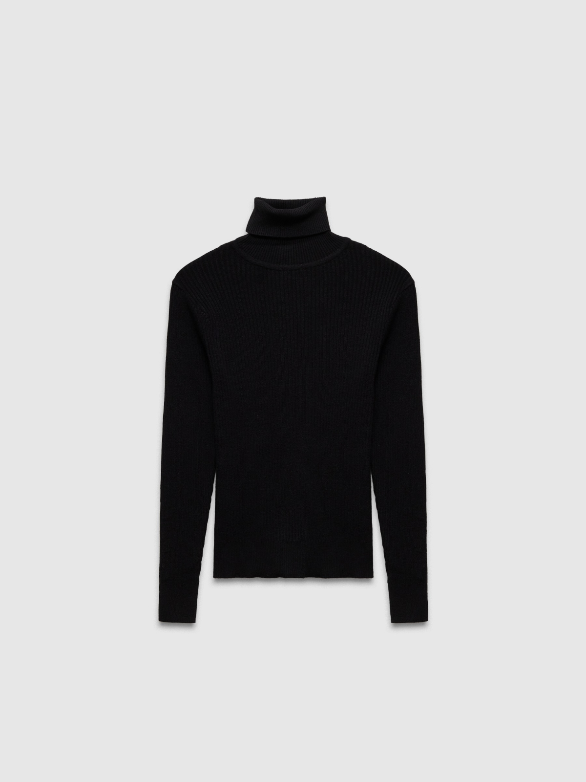 %Pto% Jersey básico cuello alto negro vista frontal