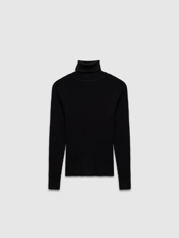  Jersey básico cuello alto negro vista frontal