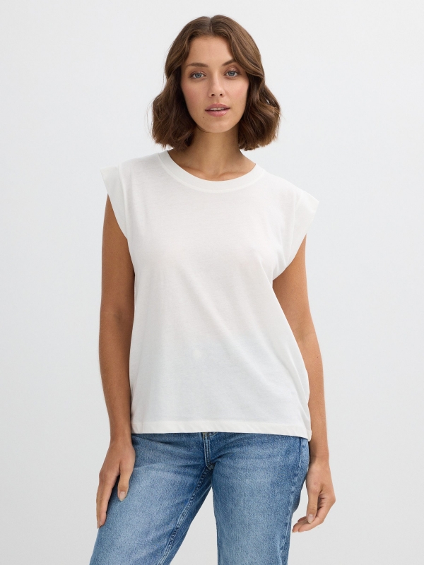 Oversized sleeveless shirt off white middle front view
