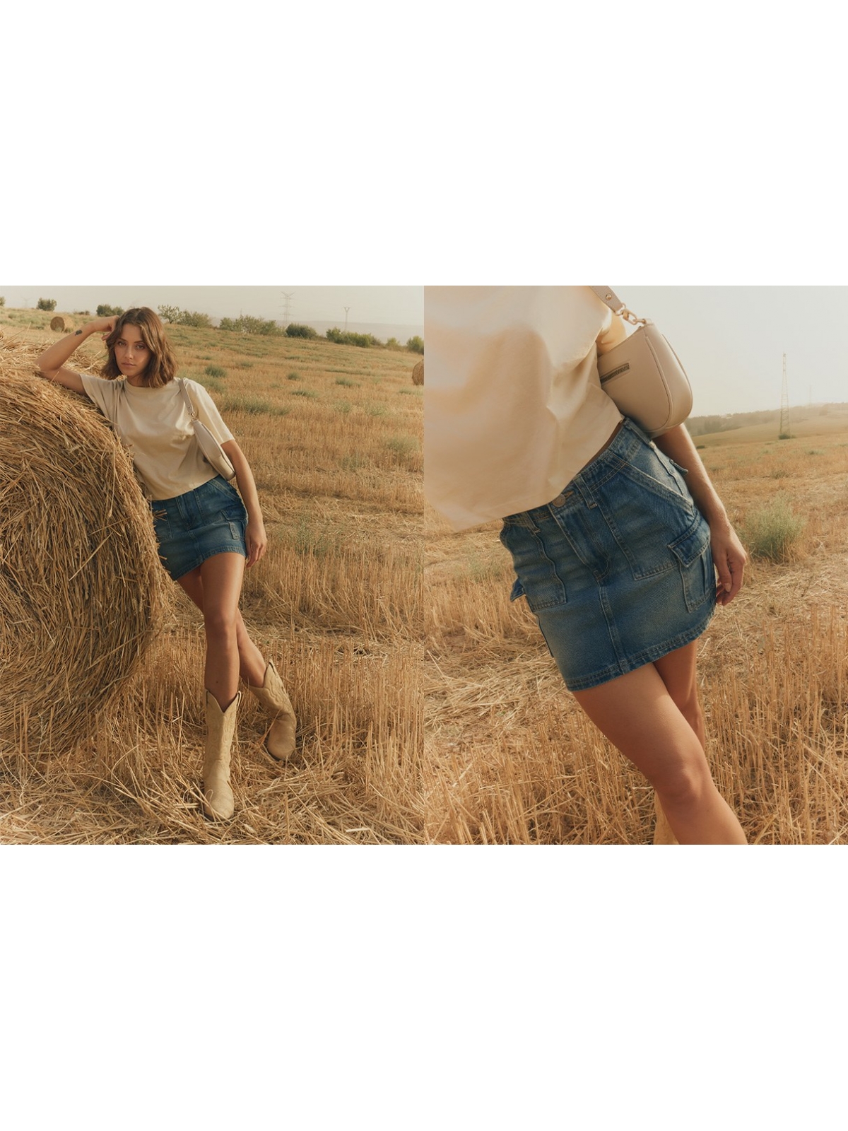 %NewExtra% Denim mini skirt with multiple pockets blue