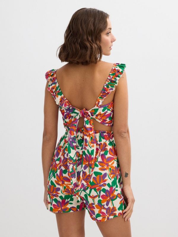 Blusa crop lazo multicolor vista media trasera